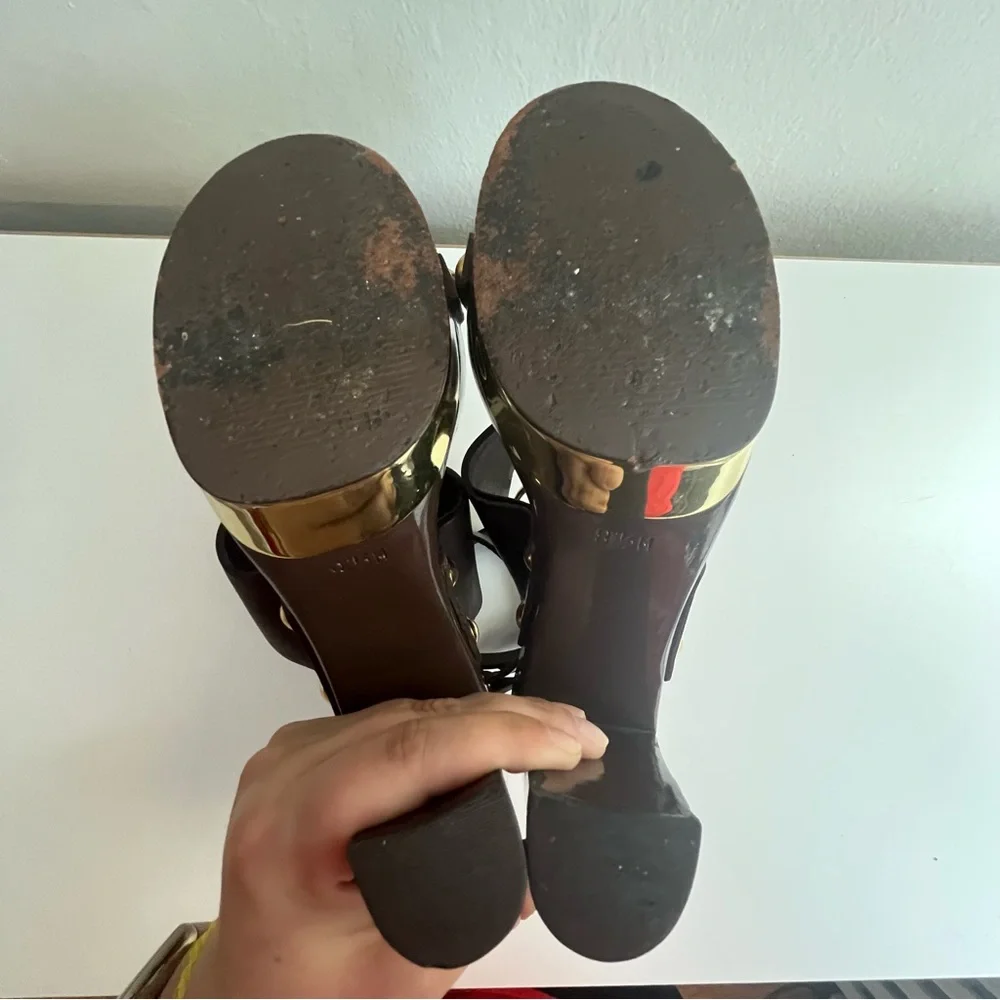 Michael Kors Brown Leather Platform Heel Sandals